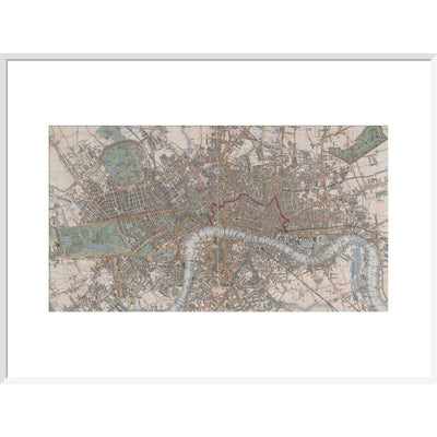Cross's Map of London print in white frame