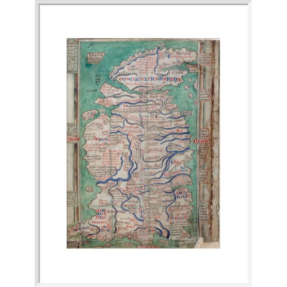 Map of Great Britain print in white frame