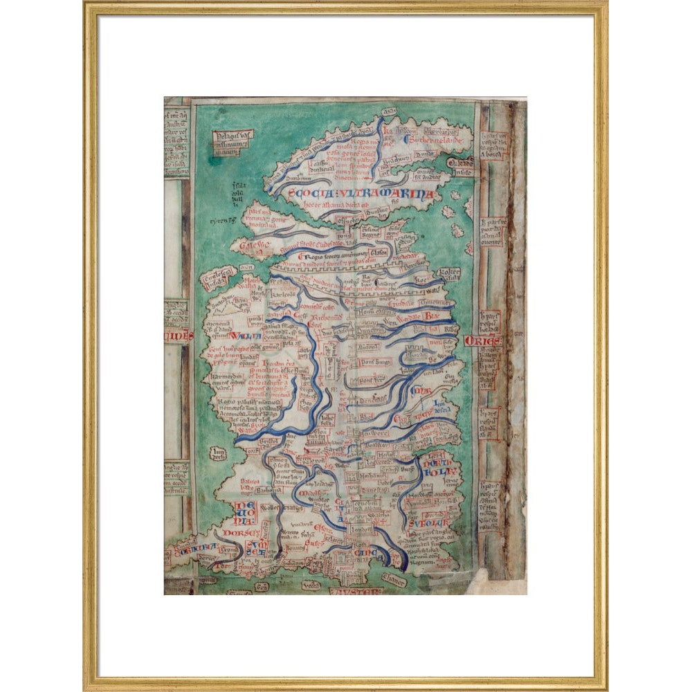 Map of Great Britain print in gold frame