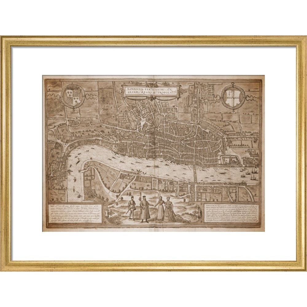 Map of London (sepia) print in gold frame
