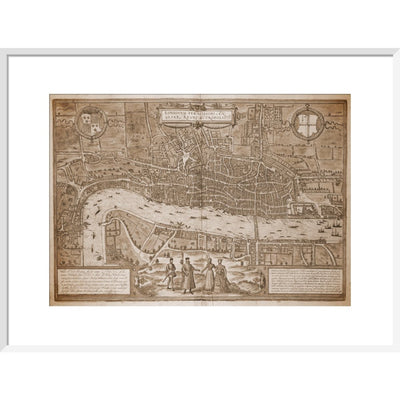 Map of London (sepia) print in white frame