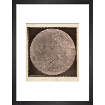 Map of the Moon print in black frame