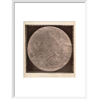 Map of the Moon print in white frame