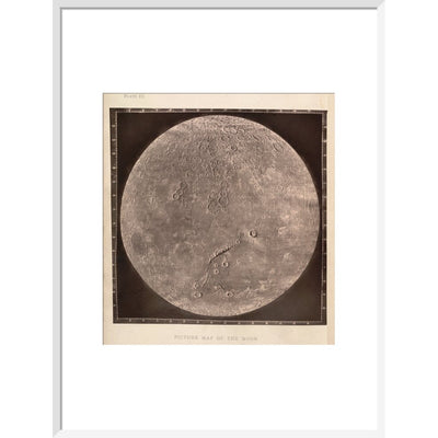 Map of the Moon print in white frame