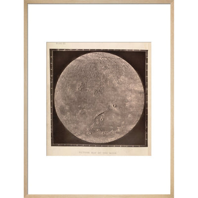 Map of the Moon print in natural frame