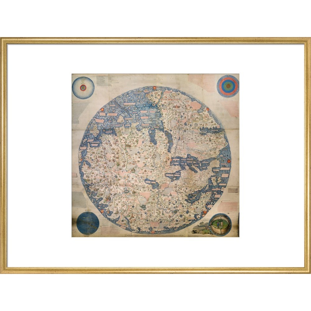 Mappa Mondo print in gold frame