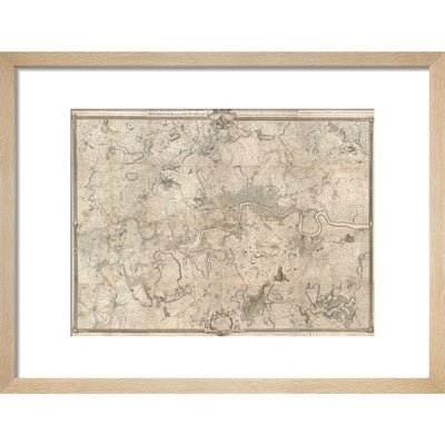 Rocque map of London and Westminster print in natural frame