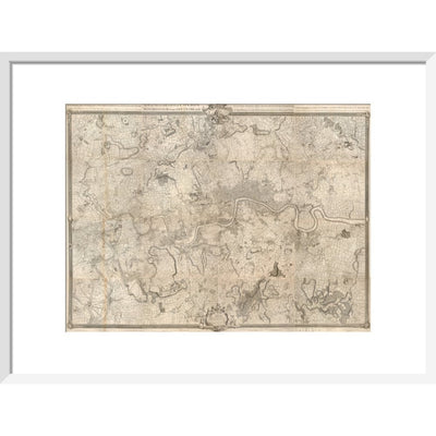 Rocque map of London and Westminster print in white frame