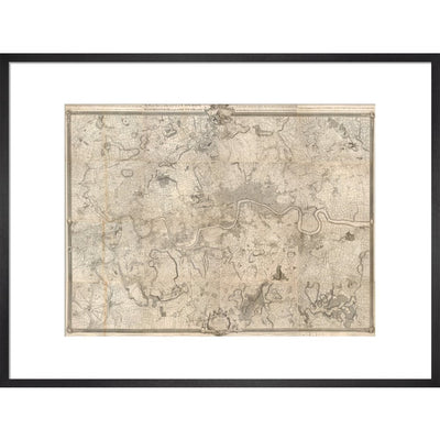 Rocque map of London and Westminster print in black frame