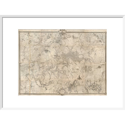 Rocque map of London and Westminster print in white frame
