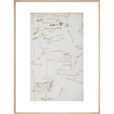 Samuel Coleridge's Lakes notebook print in natural frame