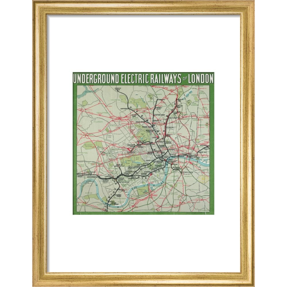 The London Underground print in gold frame