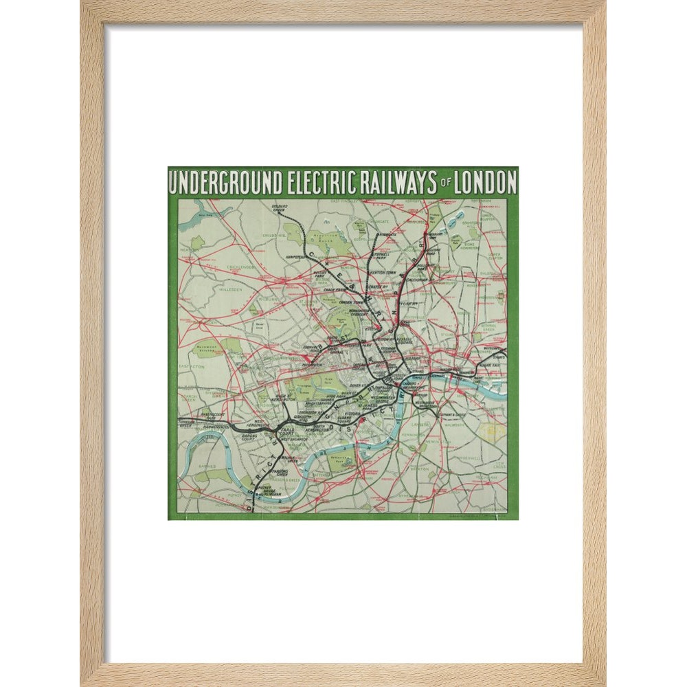 The London Underground print in natural frame