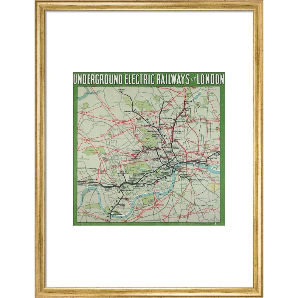 The London Underground print in gold frame