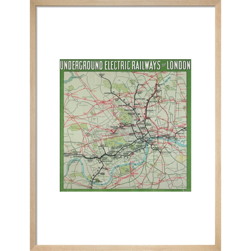 The London Underground print in natural frame