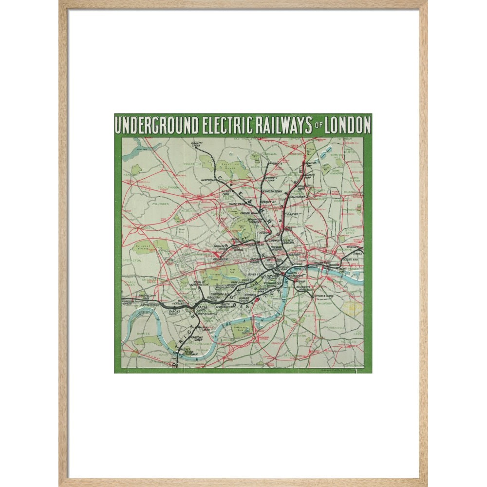 The London Underground print in natural frame