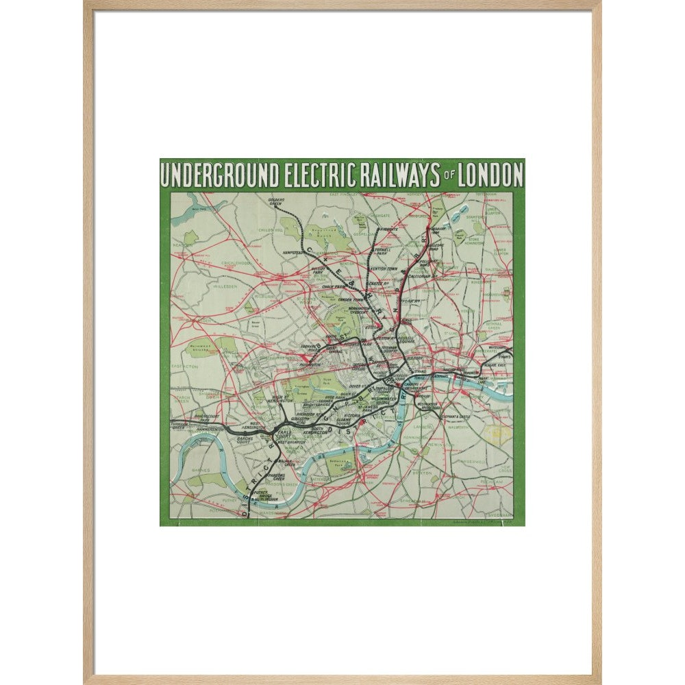 The London Underground print in natural frame
