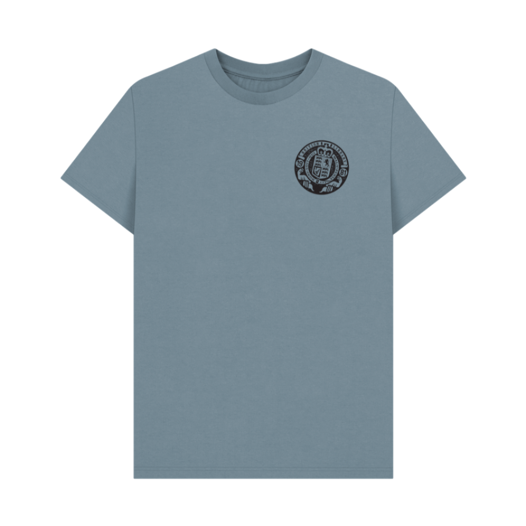Black British Library Stamp on Stone Blue Printed T-shirt