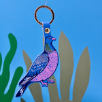 Blue Feral Pigeon Keyring 