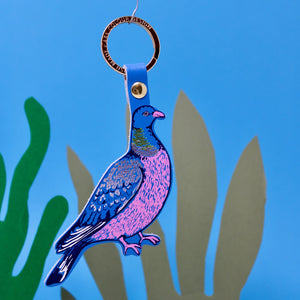 Blue Feral Pigeon Keyring 