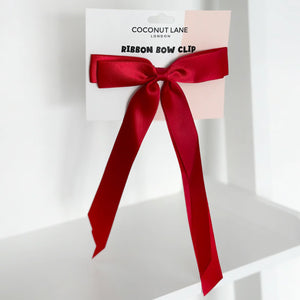 Red Ribbon Bow Clip