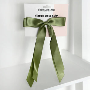 Green Ribbon Bow Clip
