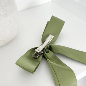Green Ribbon Bow Clip
