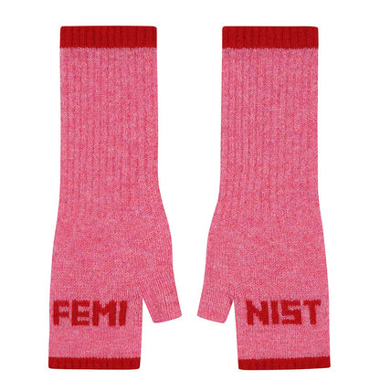 Feminist Mittens in French Rose