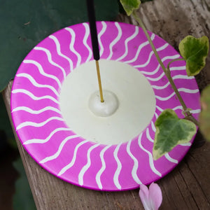 Pink Waves Soapstone Incense Holder