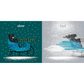 Two illustrations side by side, one labeled 'slow' with a person in a blue sled, the other labeled 'fast' with a person skiing.