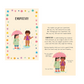 Educational page about empathy with illustrations of children sharing umbrellas.