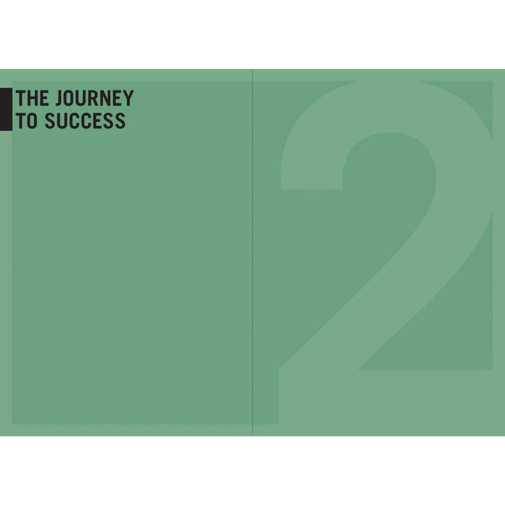 Green book cover with 'The Journey to Success' text and number '2'.