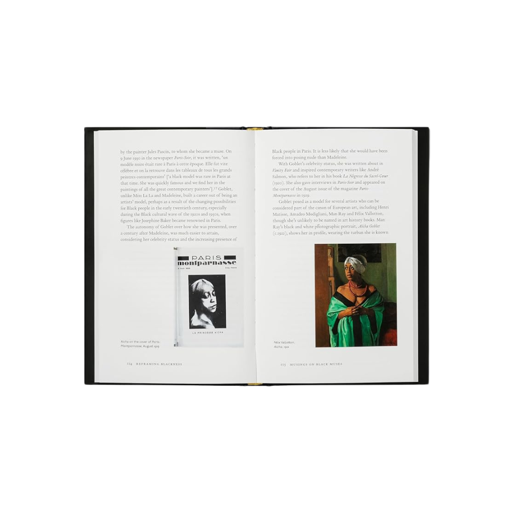 Open book with text and images on a white background