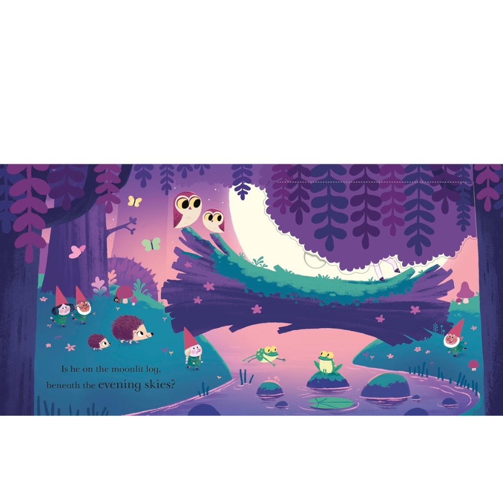 Illustration of a forest scene with animals and a moonlit sky.