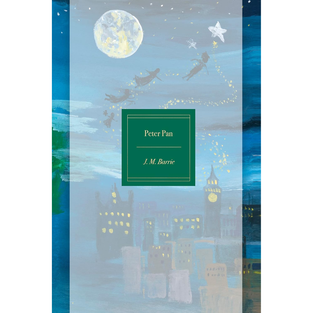 Book cover of 'Peter Pan' with a night sky and cityscape design.