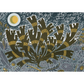 Artistic depiction of a large plant with intricate patterns against a detailed background