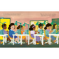 Illustration of children in a classroom setting with text about women in science.