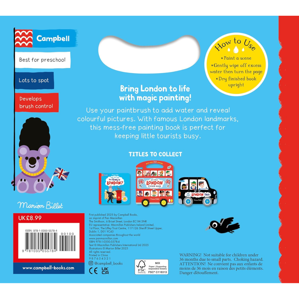 Back cover of a children's book with text and graphics, featuring the Campbell brand.