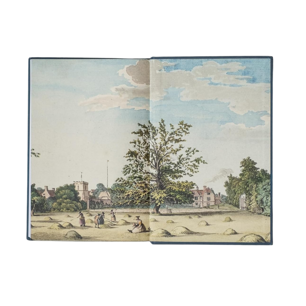 Notebook with a landscape illustration on the cover