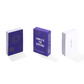 Purple card game box with text on a white background