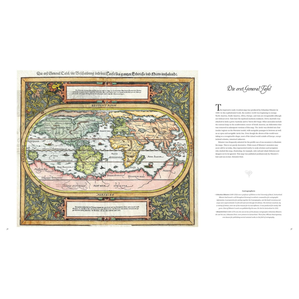 Vintage world map with decorative elements on a white background