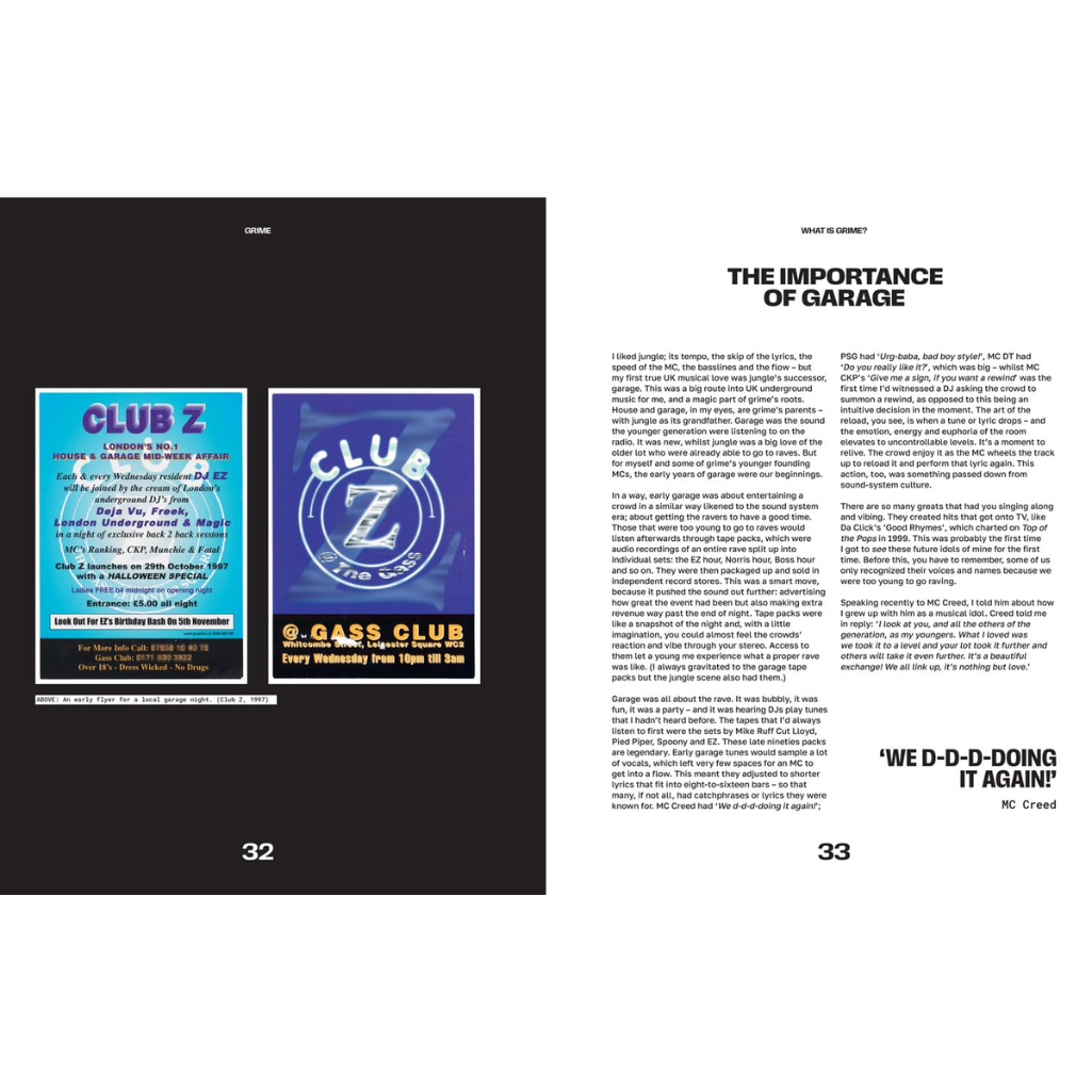 Magazine layout with Club Z advertisements on a black background