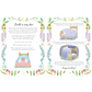 Illustrated children's book pages with bed designs and text on a white background