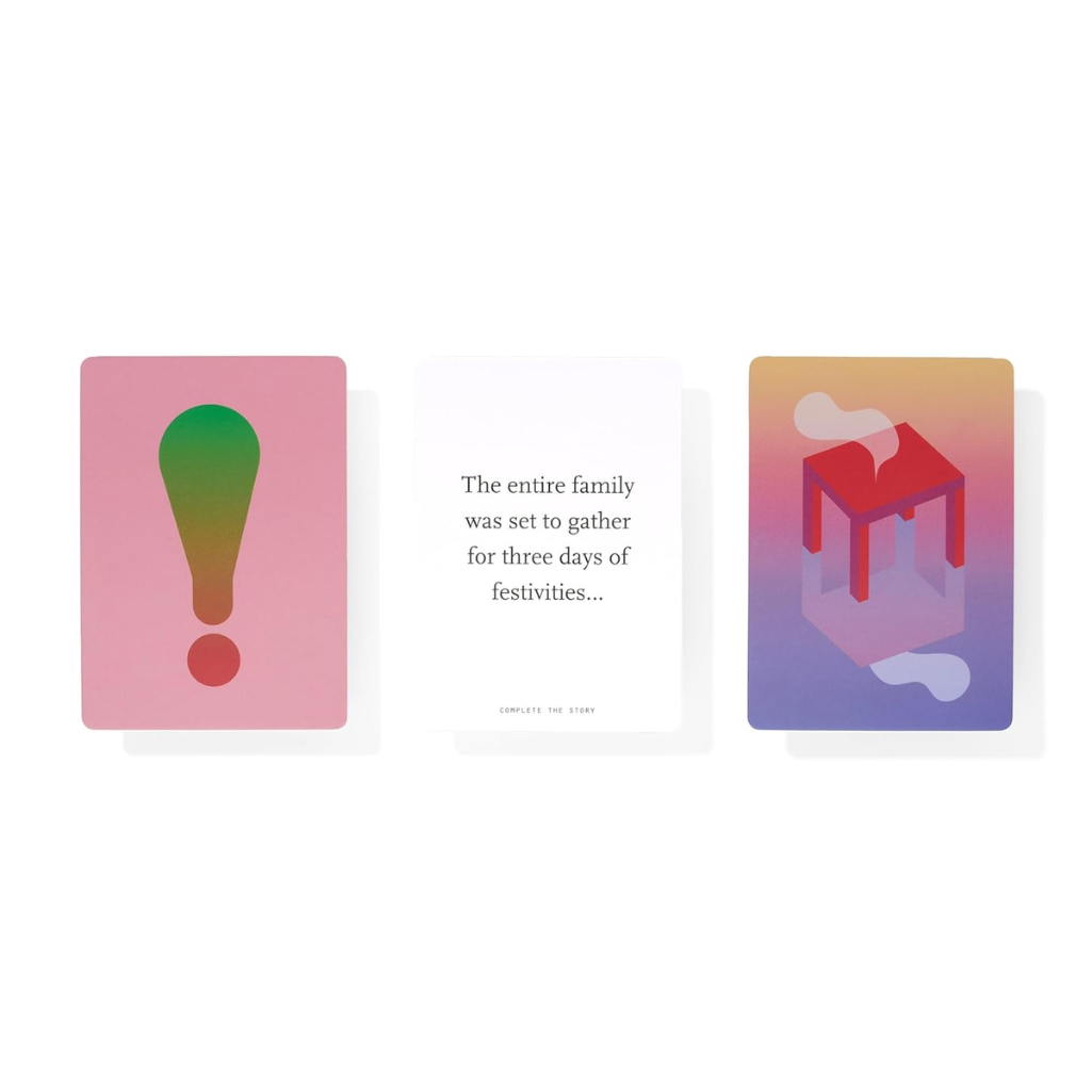Two cards with colorful symbols and text on a white background
