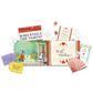 Collection of cards and booklets with Alice in Wonderland theme on a white background
