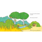 Illustration of a jungle scene with animals and text on a white background