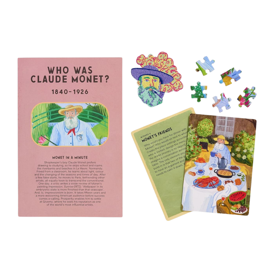 Educational product about Claude Monet with illustrations and text on a white background