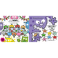 Children's book page with colorful monsters and pumpkins on a white background