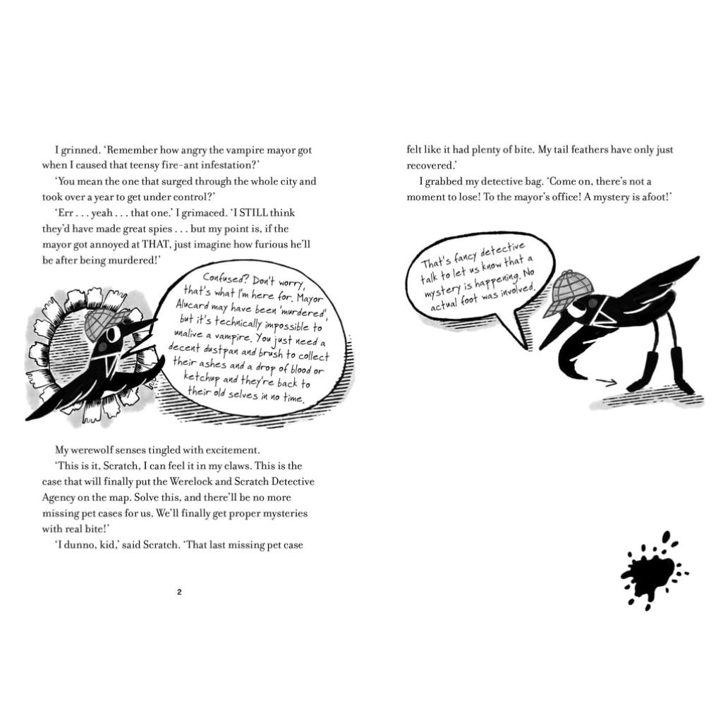 Comic book page with black and white illustrations and text bubbles.