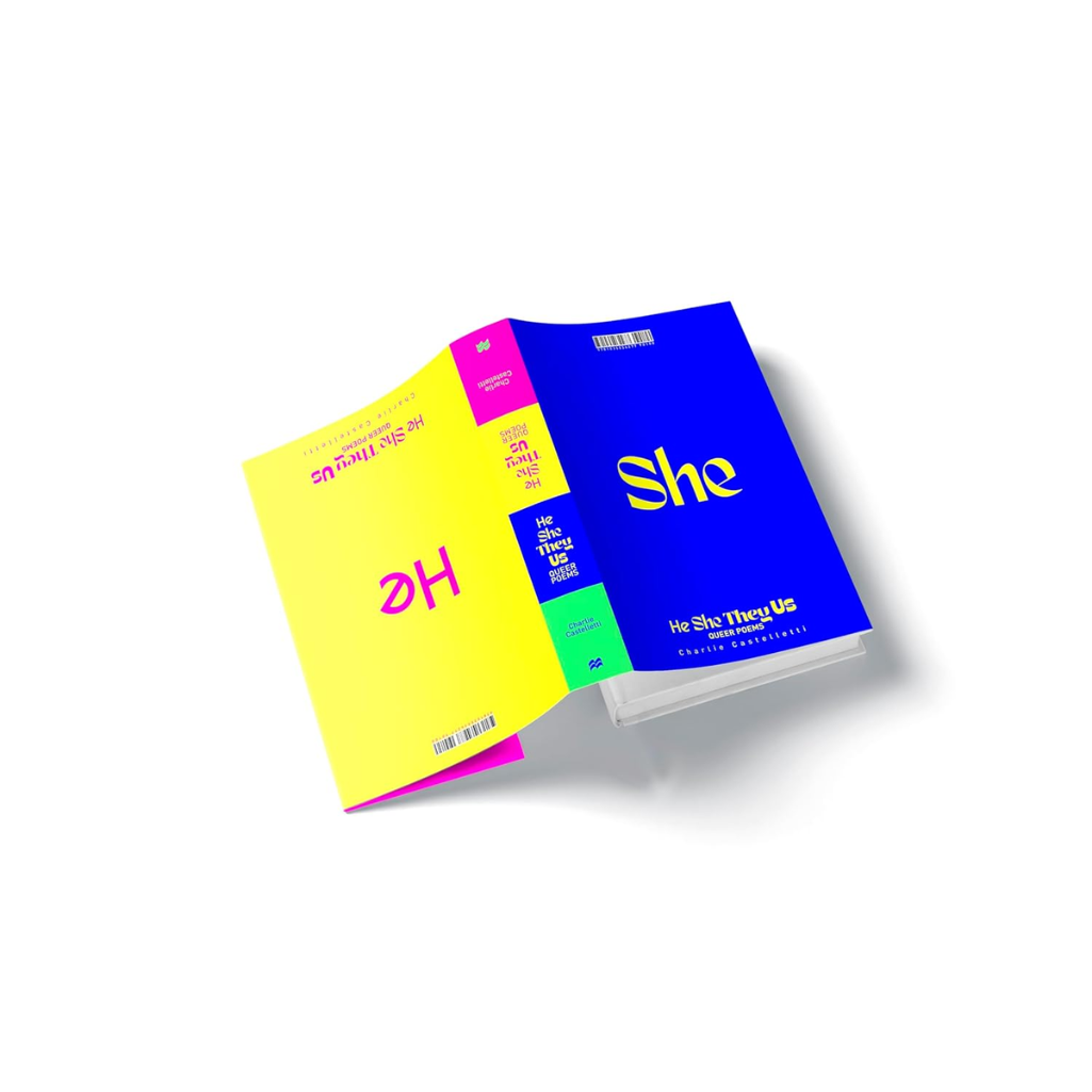 Two books titled 'He' and 'She' on a white background